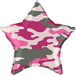 Шар - Звезда 18"/46 см, розовый камуфляж