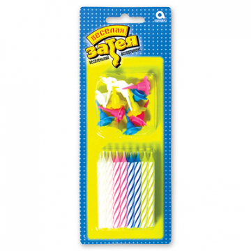 Свечи для торта с подст 6см 24шт Свечи для торта с подст 6см 24шт