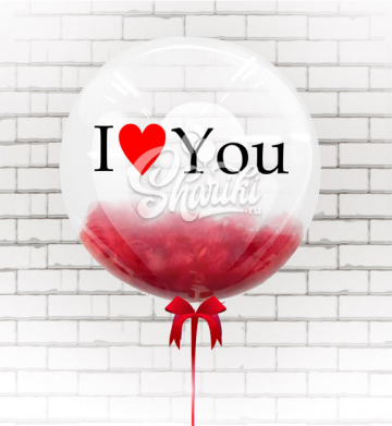 Шар BUBBLE с перьями "I Love You" Шар BUBBLE с перьями "I Love You"