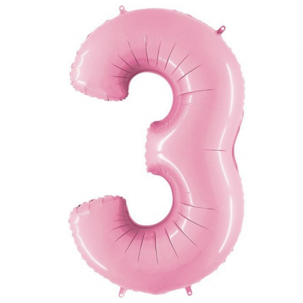 Шар "Цифра 3" нежно-розовая