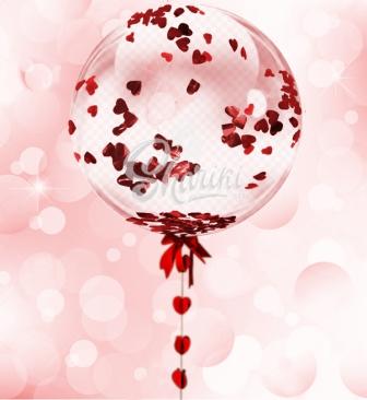 Шар Bubble "Конфетти сердечки" Шар Bubble "Конфетти сердечки"
