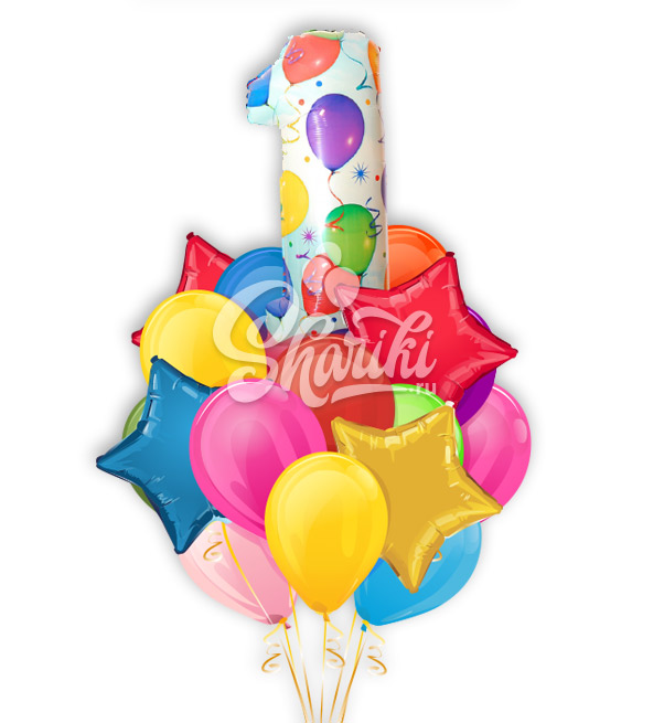 Композиция шаров "День рождения, шарики"