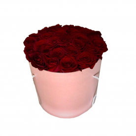 Розы в шляпной коробки 33 шт.