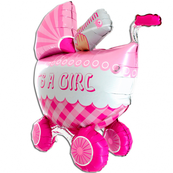 Шар-фигура "Детская коляска для девочки 3D"