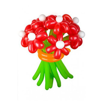 Цветы из шаров "Ромашки красные"