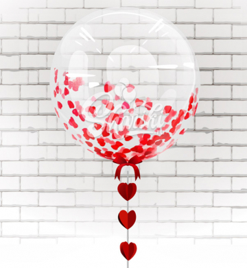 Шар Bubble "Конфетти сердечки" Шар Bubble "Конфетти сердечки"