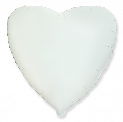 Шар Сердце фольга белый 46 см