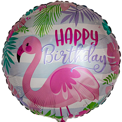 Шар фольга "Фламинго с днем рождения"