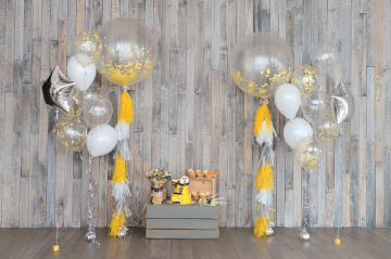 Шар Большой с конфетти на тассел гирлянде+наклейка,1 шт Шар Большой с конфетти на тассел гирлянде+наклейка,1 шт