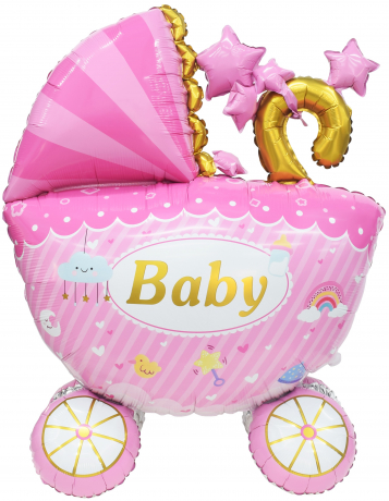 Шар фигура 3D"Коляска девочка" напольная 142 см