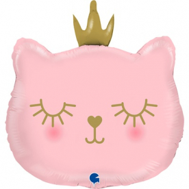 Фигура фольга "Голова кошки,розовая"