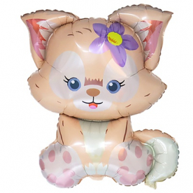 Фигура фольга "Котёнок с цветком"