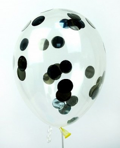 Прозрачный шар с конфетти серебро круги фольга, 36 см