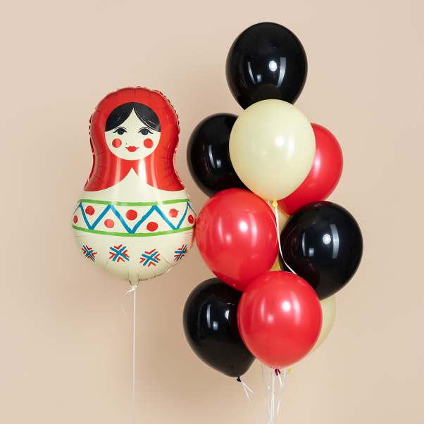 Композиция из шаров "Матрешка,русский узор"