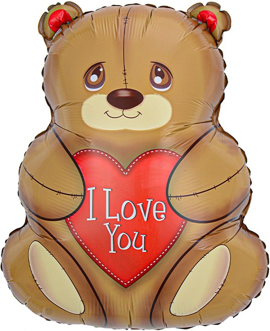 Фигура фольга "Мишка, I love you"