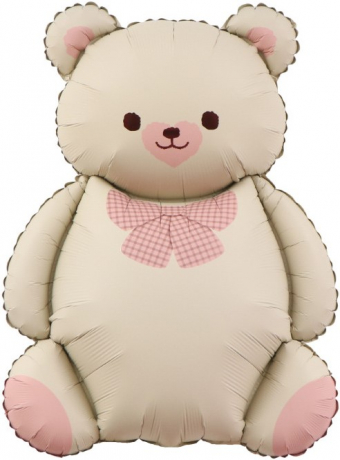 Шар фигура "Мишка с розовым бантом",89 см