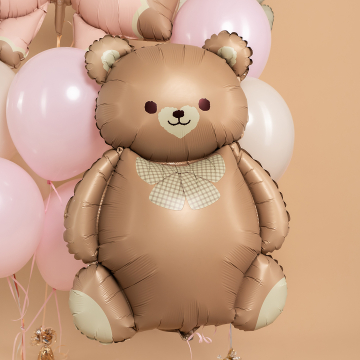 Шар фигура "Мишка с бежевым бантом",89 см