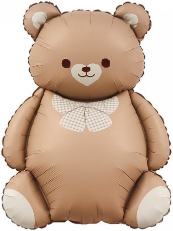 Шар фигура "Мишка с бежевым бантом",89 см