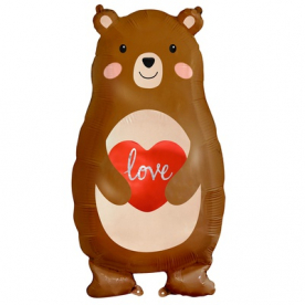 Фигура фольга "Медвежонок с сердечком"