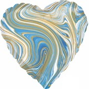 Сердце фольга "Мрамор голубой"