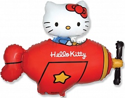 Шар Фигура фольга "Hello Kitty самолет красный"
