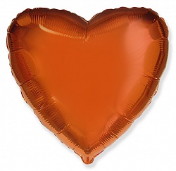 Шар Сердце фольга оранжевый 46 см