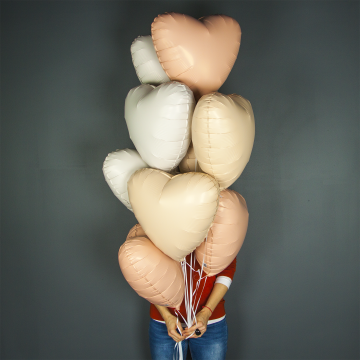 Шар сердце "Пудра,сатин"