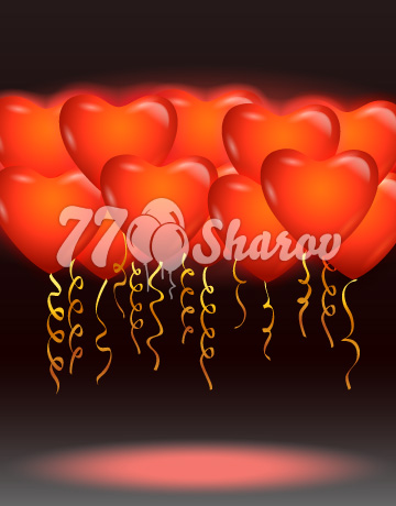 Светящиеся шары "Сердца красные", 30 см