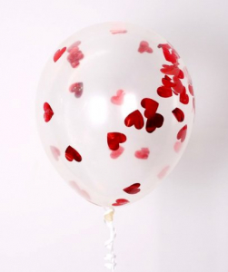 Прозрачный шар с конфетти красные сердца фольга, 36 см