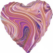 Сердце фольга "Мрамор Purple"