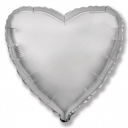 Шар Сердце фольга серебро 46 см