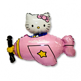 Шар Фигура фольга "Hello Kitty самолет розовый"