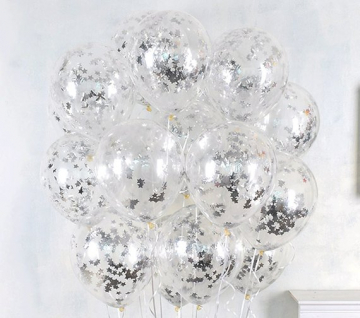 Прозрачный шар с конфетти звезды серебро, 36 см Прозрачный шар с конфетти звезды серебро, 36 см