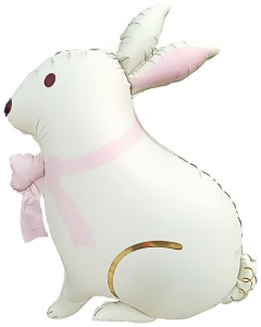 Шар фигура "Зайка с розовым бантом",84 см