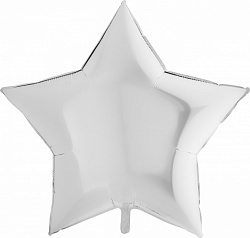 Шар Звезда фольга "Белый" 46 см